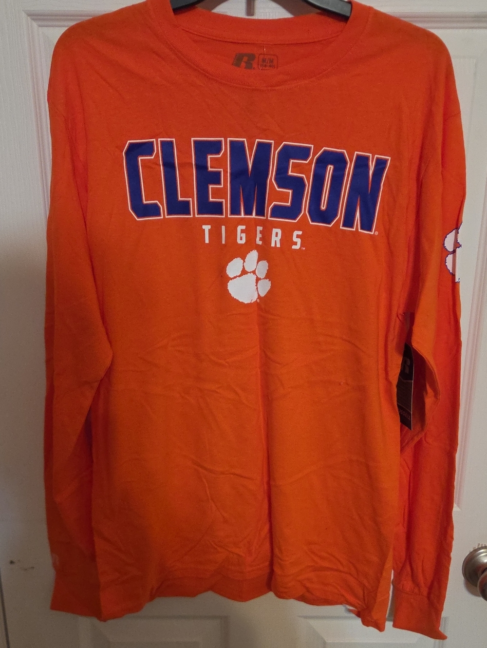Russell Athletic Orange Clemson Tigers Long-Sleeve Tee with Blue Logo